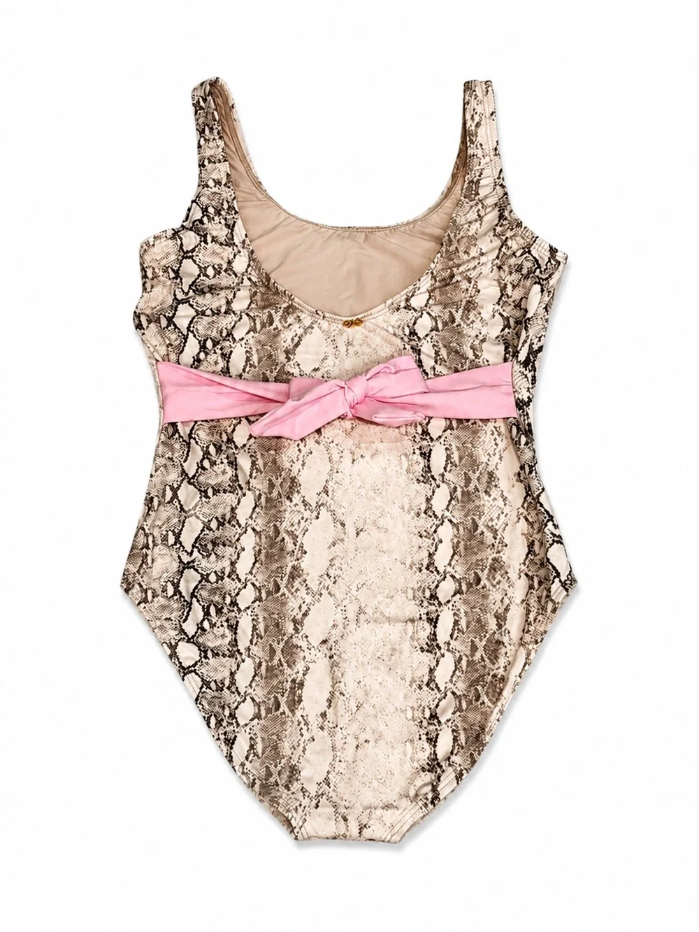 PQ KAA BELTED BOW ONE PIECE GIRLS SIZE 16 SNAKESKIN PRINT NWT SWIMSUIT